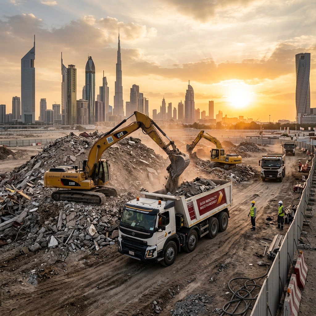 Rubbish removal and construction waste clearing at UAE construction site