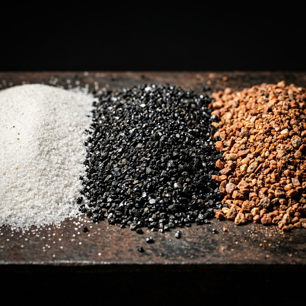 White, black and red construction sand